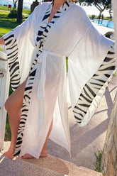 Geometrisch V-Ausschnitt Fledermaus Maxikleid